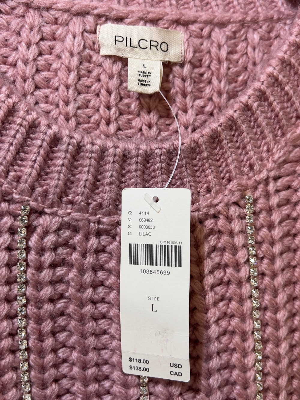 NWT Anthropologie Pilcro Metallic Sweater Vest Pink L. MSRP $118 - Picture 6 of 9